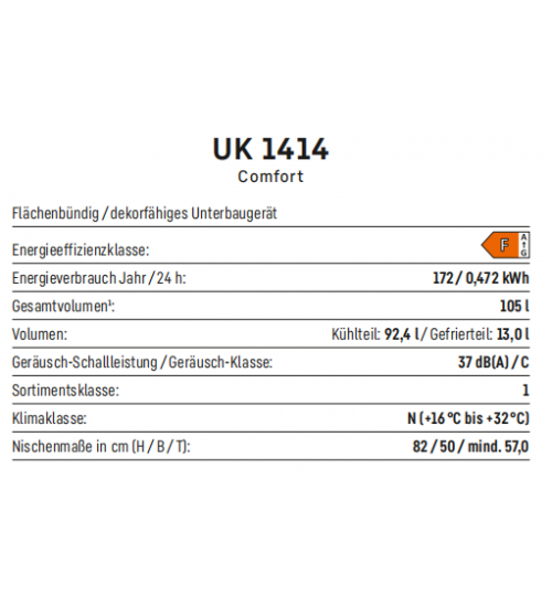 LIEBHERR利勃海尔 UK 1414  台下嵌入式单门冰箱